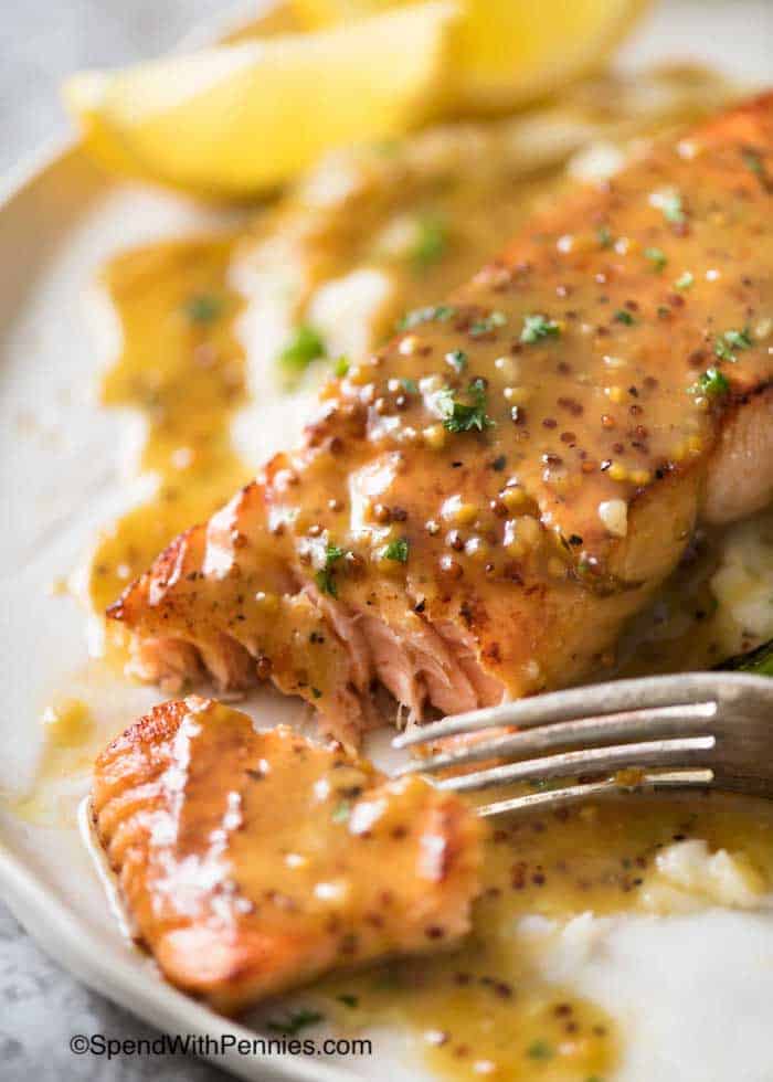Pan-Fried Salmon with Dill Pickle Mustard