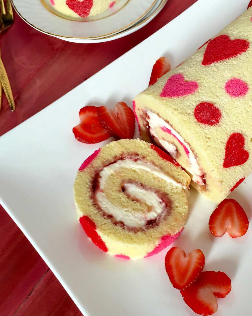Valentine's Day Strawberry Roll Cake