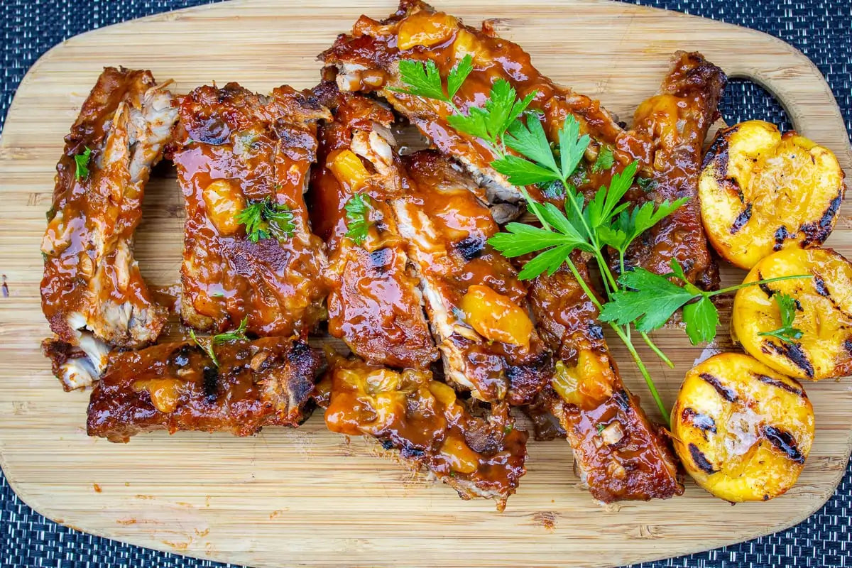 Ribs with Peachy BBQ Sauce – Dickey Farms