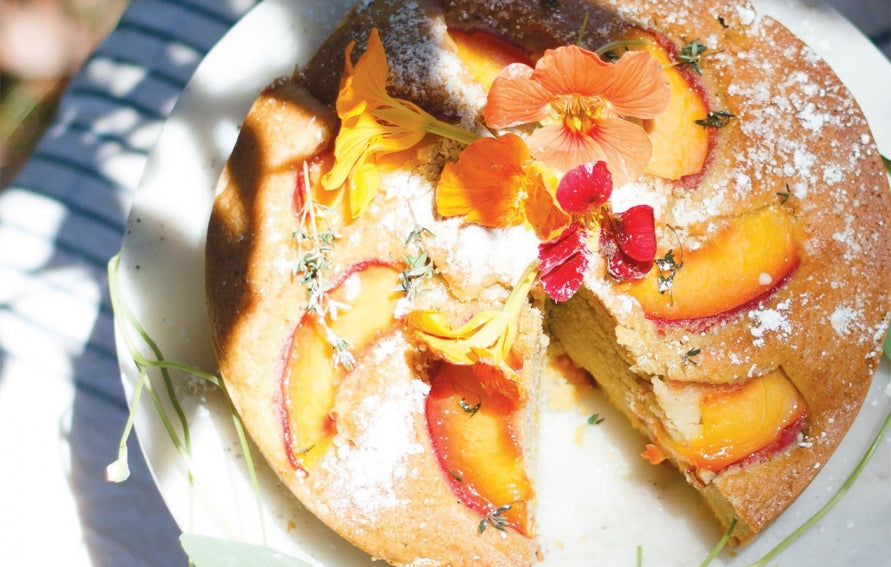Olive Oil Cake with Summer Peaches & Thyme