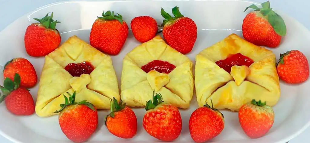 Strawberry Filled Pastry Envelopes