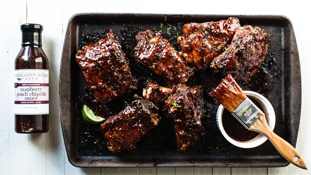 Baby Back Ribs with Raspberry Peach Chipotle Sauce