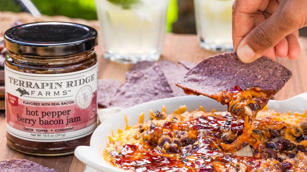 Southwest Dip with Hot Pepper Berry Bacon Jam