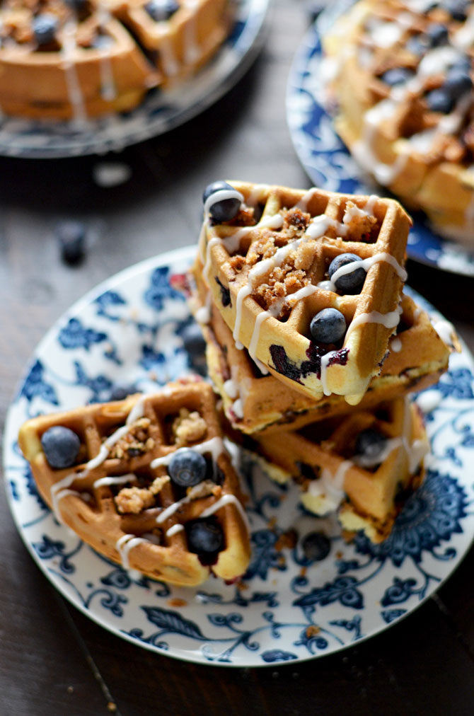 Cinnamon, Bourbon Waffles With Blueberries