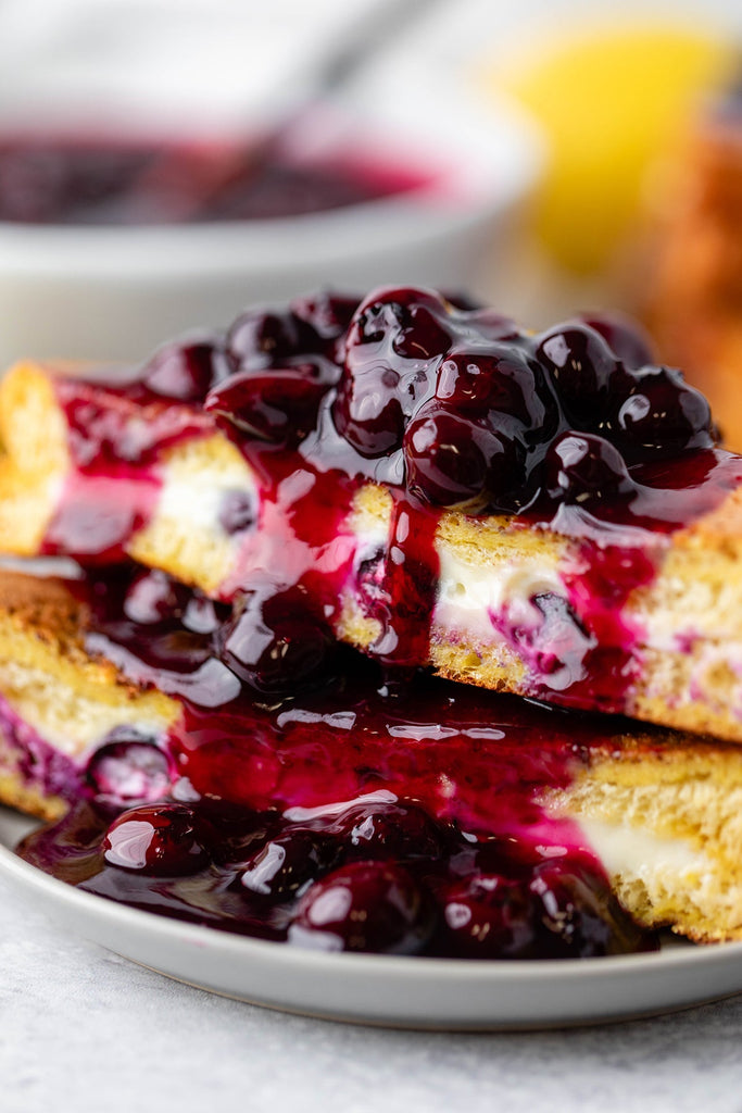 Blueberry Bourbon Pecan Jam Stuffed French Toast with Ricotta