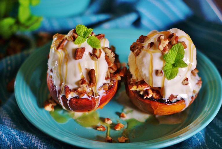 Pecan Stuffed Grilled Peaches