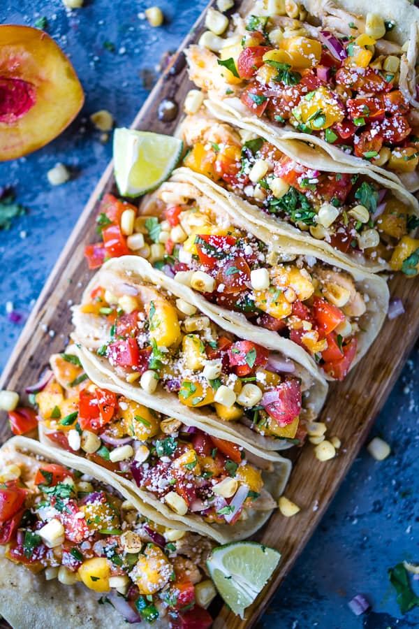 Grilled Chicken Street Tacos with Peach Salsa