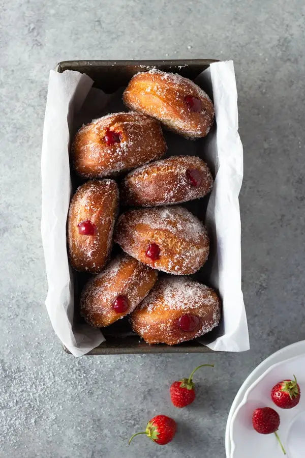 Homemade Jelly Donuts with Strawberry Jam