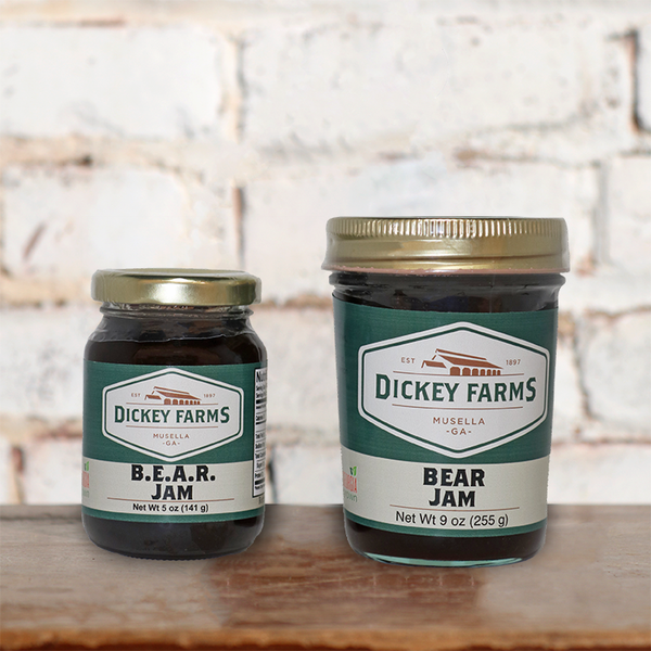 two jars of b.e.a.r. jam from dickey farms