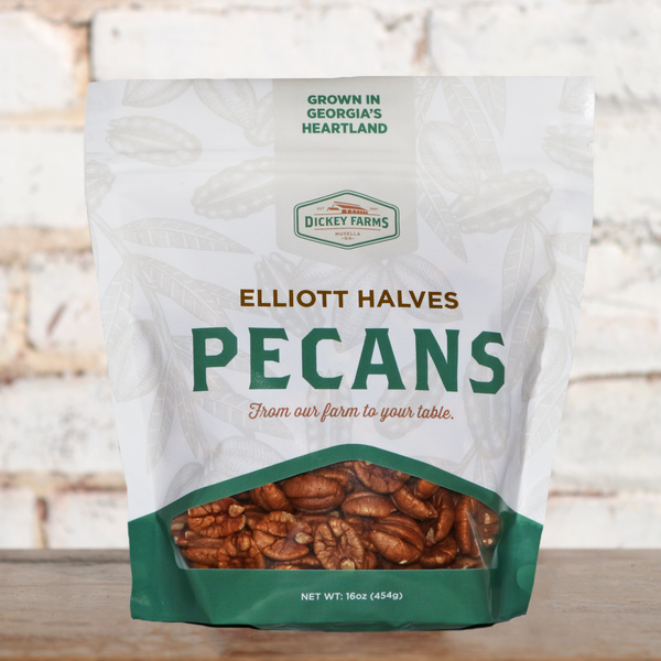 a bag of elliott halves pecans from our farm to your table