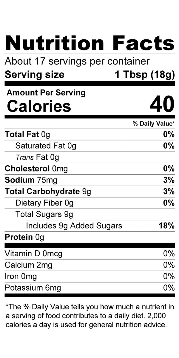 a nutrition facts label for a container of food