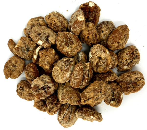 flavored pecans in a pile